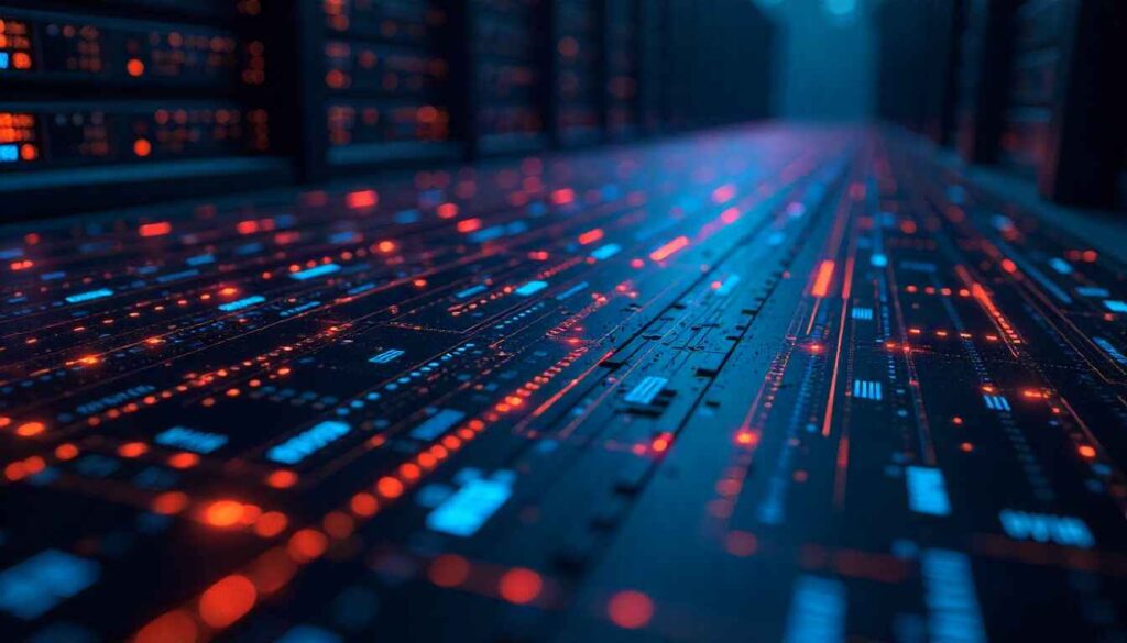 Simple Blockchain Technology illustration with connected digital blocks