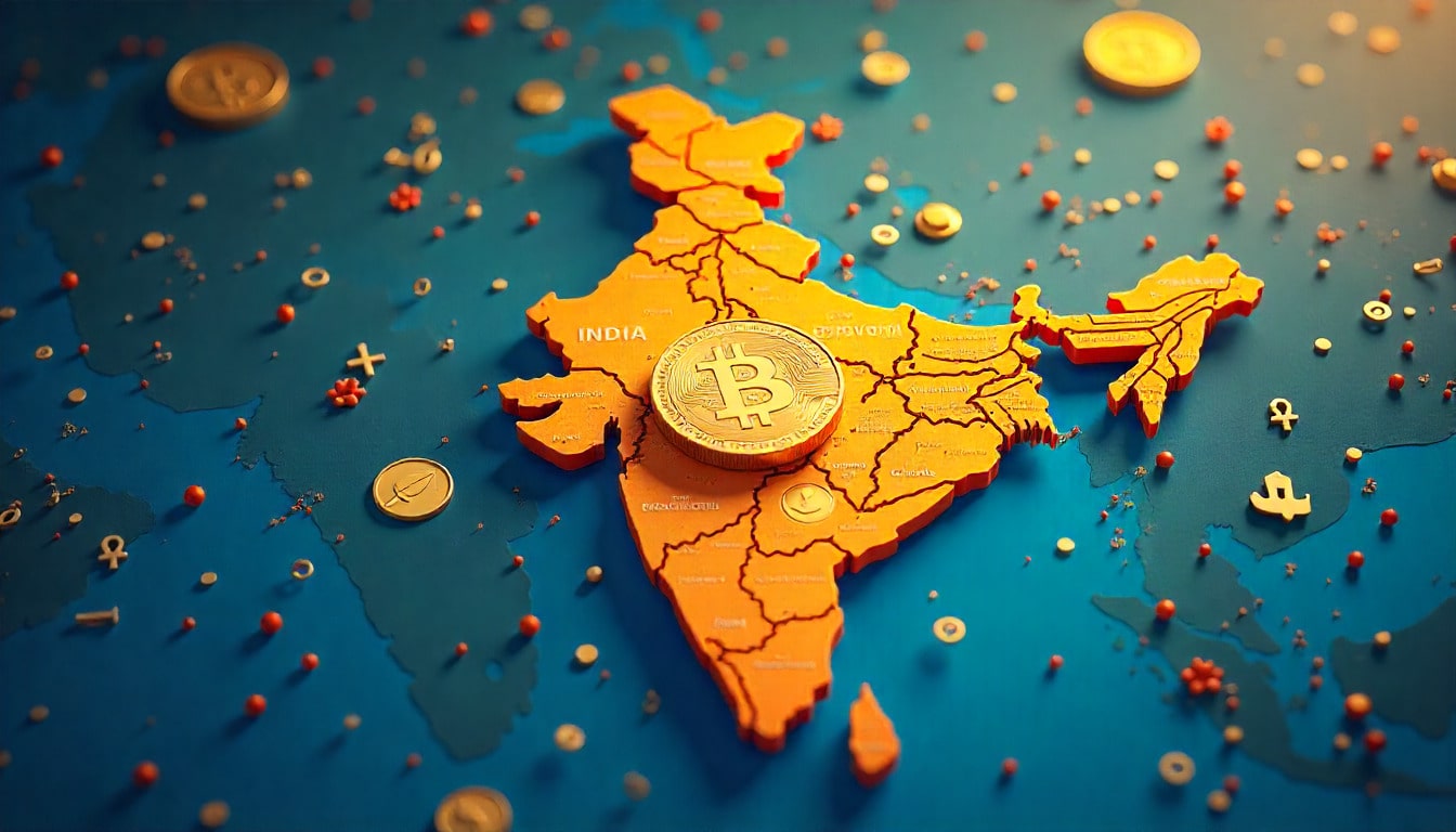 Illustration showing cryptocurrency income tax and TDS in India
