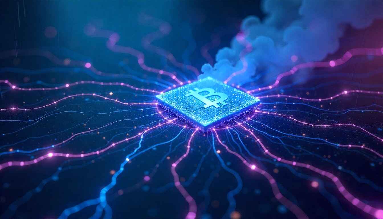 Web 3.0 network with AI, blockchain, and futuristic digital design